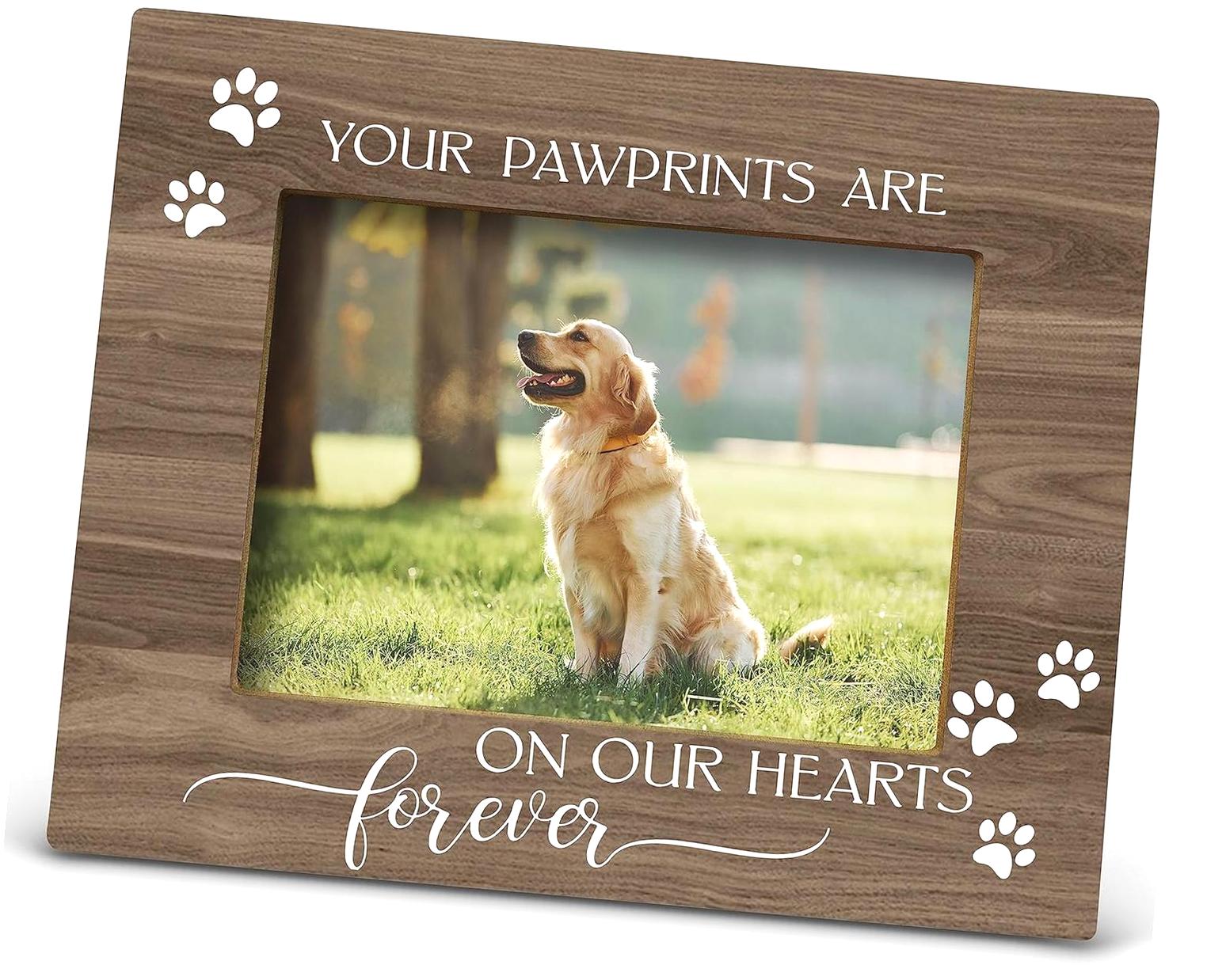 Personalised Photo Frame You Left Your Paw Prints Forever In My Heart Pet Dog Memorial Engraved Wooden Frame 5x7 Gift