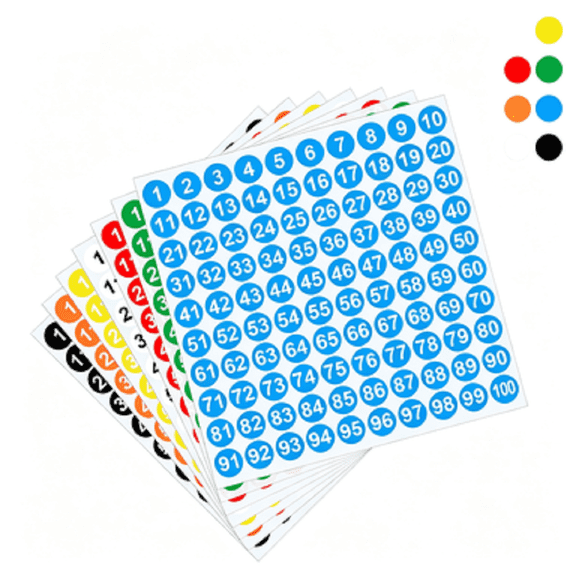Hyknon 1 Inch Round Number Stickers 1 to 100, Self-Adhesive Circular Label Stickers, Waterproof Sequential Number Identification Marking Stickers for DIY Inventory Classification Organizing, Green