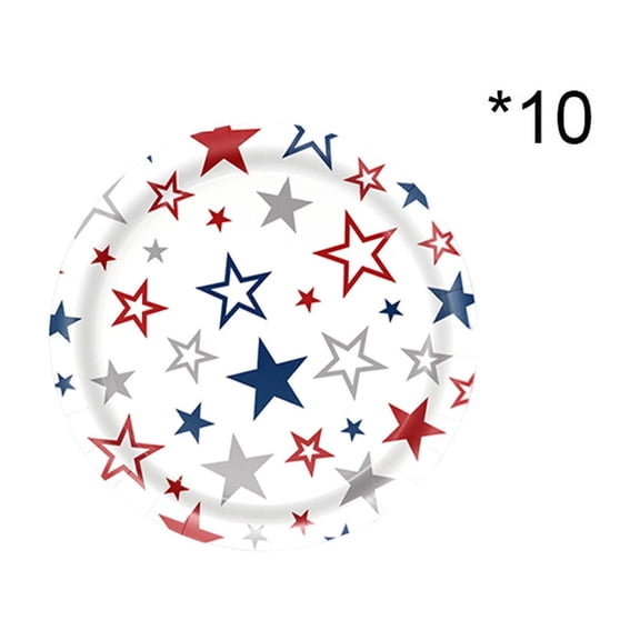 Hyknon 10Pcs 4th of July Paper Plates Patriotic Disposable Dinner Dessert Plates Party Dinnerware Sets Supplies for 250th Anniversary Independence Day Memorial Day