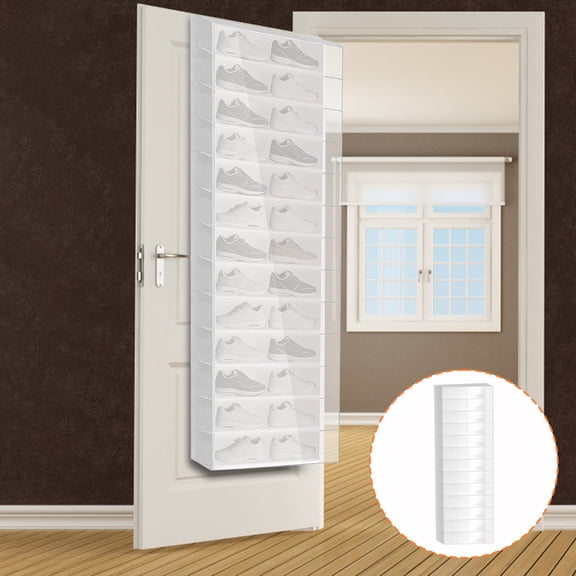 Hyknon 13-Shelf Hanging Shoes Organizer, Lager Vertical Hanging Bag, Space Saving Hanging Organizer, No-drill Durable Hanging Rack, Multi-Purpose Storage for Closet Hats Shoes Accessories, White