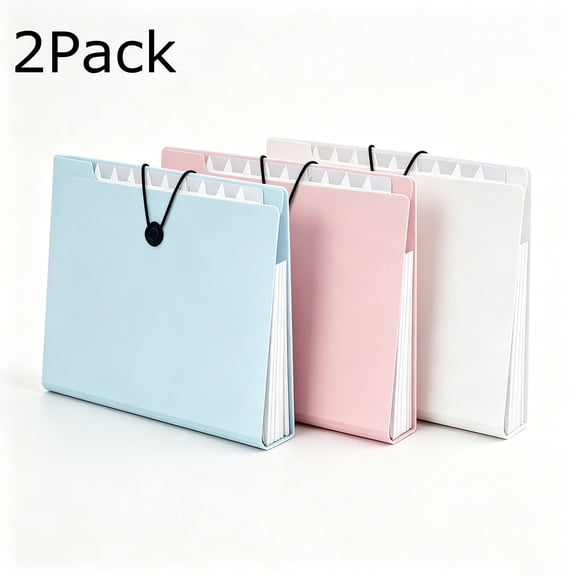Hyknon 2 Pack Expanding File Folder with Index Tag, 12 Pocket Accordion Documents Organizer for Bills Receipts Envelopes, Letter/A4 Size Blue Portable Filing Folders for Office College, Plastic