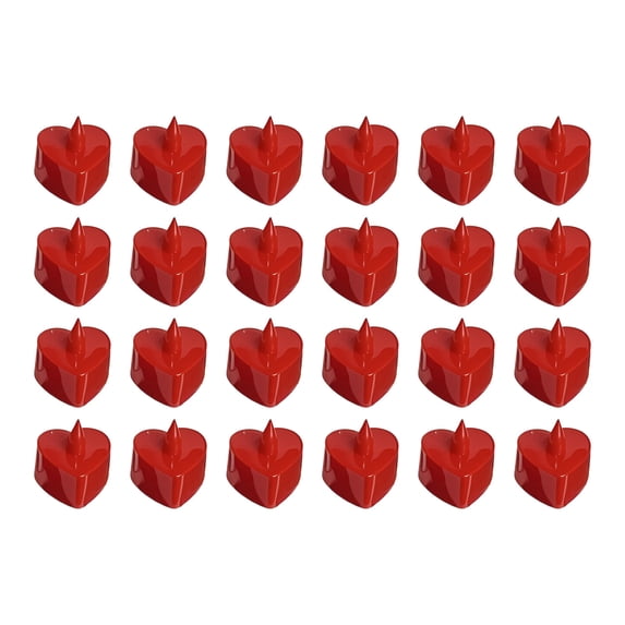 Hyknon 24pcs Flameless Candles for Valentine's Day Heart-Shaped Red LED Fake Candles Battery Operated Tealight Candles for Proposal Dating Living Room Decor