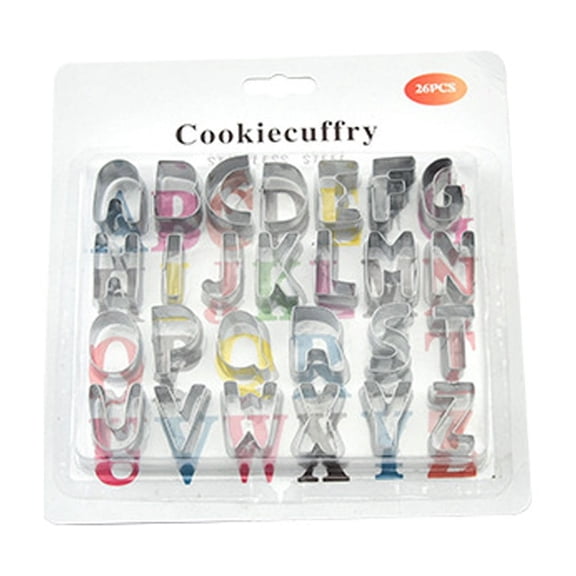 Hyknon 26pcs Alphabet Cookie Cutter Set Stainless Steel Biscuit Cutter Sturdy Fondant Molds Baking Tools for Cakes Birthday Party