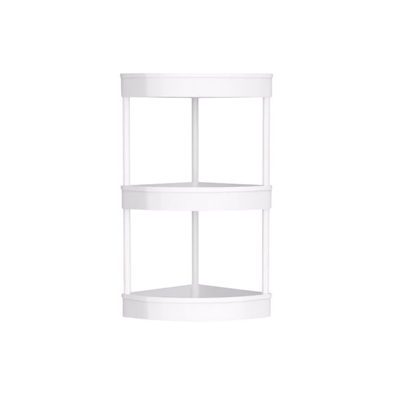 Hyknon 3-Tier Corner Shelf Free Standing Shower Shelves Plastic White Tripod Storage Shelf Organizer for Bathroom Living Room Kitchen
