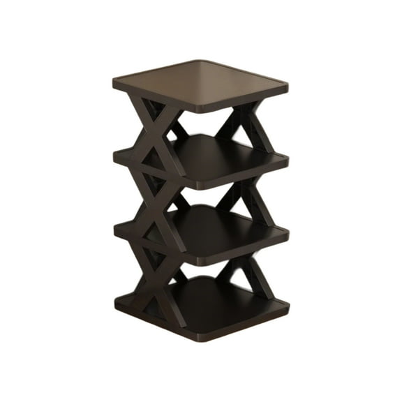 Hyknon 3-Tier Shoe Rack Black Folding Shoe Organizer Storage Plastic Lightweight Stackable Shoe Shelf Space Saver for Closet Dormitory Home Apartments