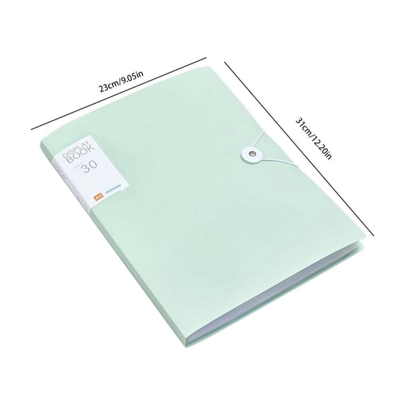 Hyknon 30 Pocket Binder with Plastic Sleeves, Portable Document Folder with Elastic Buckles Closure, Simple Accordion File Holder, Multi-functional Document Organizer Binder for Home Office, Green