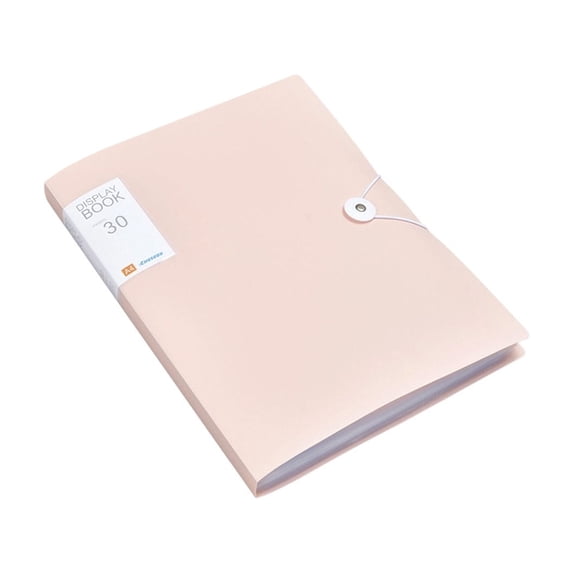 Hyknon 30 Pocket Binder with Plastic Sleeves, Portable Document Folder with Elastic Buckles Closure, Simple Accordion File Holder, Multi-functional Document Organizer Binder for Home Office, Pink