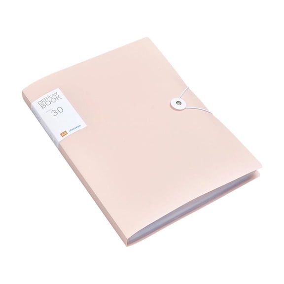 Hyknon 30 Pocket Binder with Plastic Sleeves, Portable Document Folder with Elastic Buckles Closure, Simple Accordion File Holder, Multi-functional Document Organizer Binder for Home Office, Pink