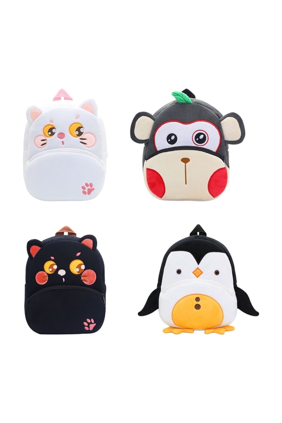 3D Cartoon Fluffy Backpack, Multi-Layer Cute Monkeys Cat Animals Lightweight Daypack with Adjustable Strap, Multi-Pocket Soft Plush Shoulder Bag for Daily Walks Travel Outdoor Leisure, Monkeys