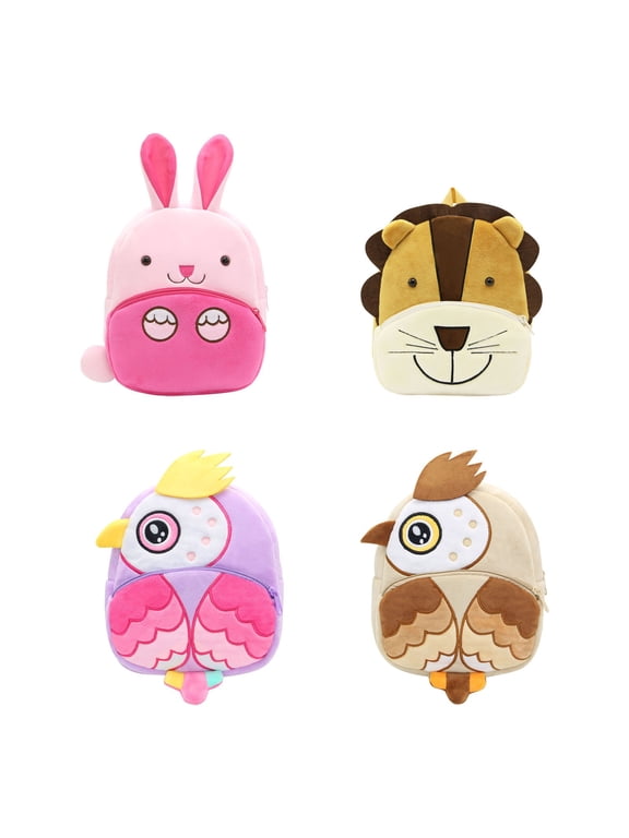 3D Cartoon Fluffy Backpack, Multi-Layer Cute Monkeys Cat Animals Lightweight Daypack with Adjustable Strap, Multi-Pocket Soft Shoulder Bag for Daily Walks Travel Outdoor Leisure, Purple Owl