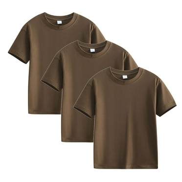 Hyknon 3PC Girls Shirts Summer Fashion Basic Solid Color Cotton Kids Childrens Tops Loose Fit Short Sleeve Round Neck Soft Tops