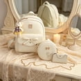 thumbnail image 1 of Hyknon 3Pcs Backpack Set for Women, Cute Bowknot Backpack Set with Crossbody Bag & Wallet, Flower Crossbody Bag with Adjustable Straps, Pendant Casual Daily Daypack for Shopping Casual Outing, White, 1 of 8