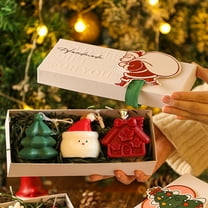 Hyknon 3pcs Christmas Scented Candle Set Christmas Decoration Christmas Tree House Santa Soy Wax with Exquisite Box Table Centerpirces for Home Party Holiday