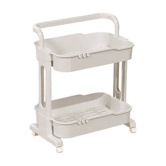 Hyknon 4-Tier Rolling Cart with Handle Stainless Steel Lockable Utility Cart Heavy Duty Storage Shelf Organizer with Wheels for Bathroom Kitchen Office