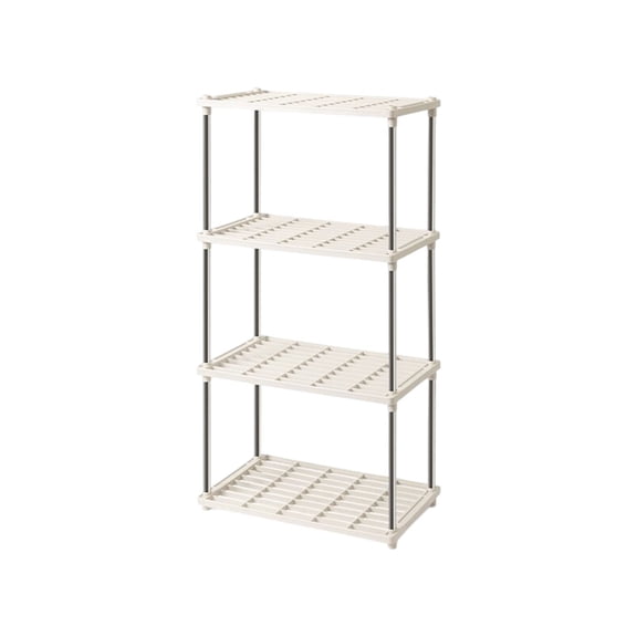 Hyknon 4-Tier Storage Rack Adjustable Sturdy Storage Shelves Plastic Lightweight Shelf Organizer for Living Room Garage Office Space Saving