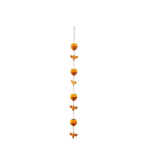 Hyknon 4ft Bee Themed Rain Chain for Gutters Downspouts, Durable Rustic Rain Chains & Wind Chime for Outdoor Decor, Decorative Metal Rain Catcher Chain for Outside Garden Yard