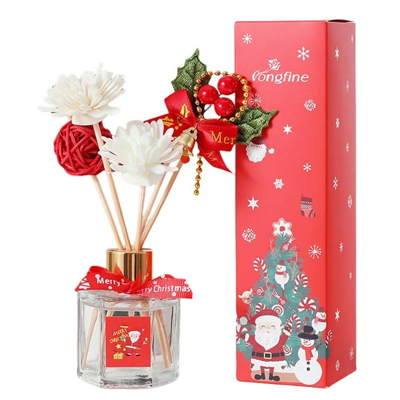 Hyknon 50ml Christmas Reed Diffuser Set Christmas Decorations Flower Long Lasting Glass Diffuser Scented Makers for Home Office Bedroom