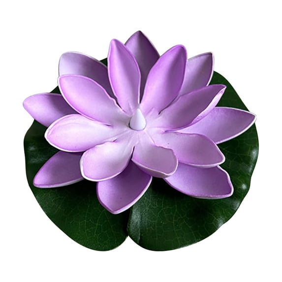 Hyknon 6PCS Floating Pool Lights Waterproof Induction Purple Lotus Lamp Plastic LED Flower Tea Lights for Pond Party Wedding Decoration