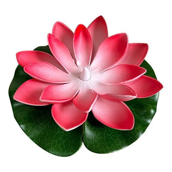 Hyknon 6PCS Floating Pool Lights Waterproof Induction Red Lotus Lamp Plastic LED Flower Tea Lights for Pond Party Wedding Decoration