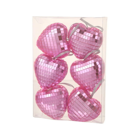 Hyknon 6pcs Christmas Ball Ornaments for Christmas Tree Christmas Decoration Heartd Shaped Mirror Disco Balls Glitter Shatterproof Faom Room Decor Hanging Pendants for Home Party Holiday Wedding