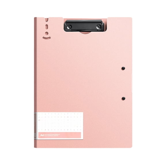 Hyknon A4 File Folder Clipboard, Foldable Clipboard with Horizontal Vertical Double Metal Clips, 360 Degree Thickened Writing Board, File Cover Work Folder Clipboards for Teacher Office, Pink