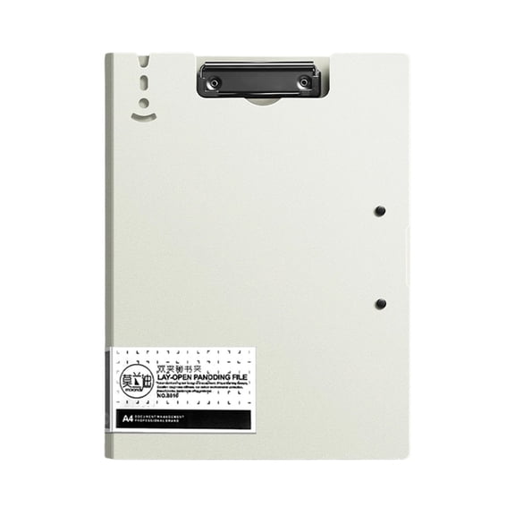 Hyknon A4 File Folder Clipboard, Foldable Clipboard with Horizontal Vertical Double Metal Clips, 360 Degree Thickened Writing Board, File Cover Work Folder Clipboards for Teacher Office, White