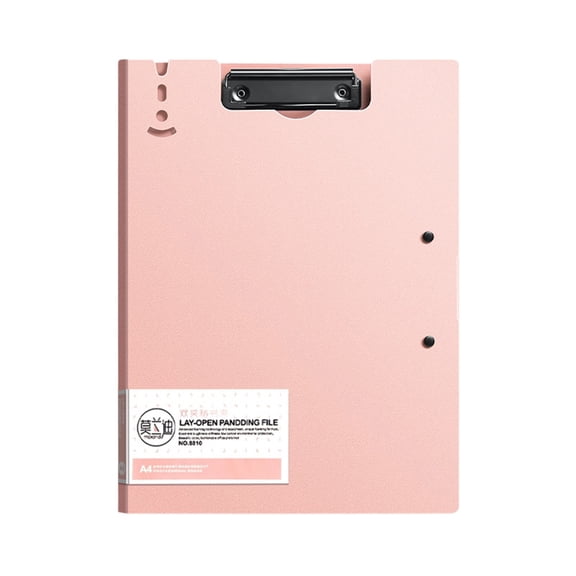 Hyknon A4 File Folder Clipboard, Foldable Clipboard with Horizontal Vertical Double Metal Clips, 360 Degree Thickened Writing Board, File Cover Work Folder Clipboards for Teacher Office, Pink