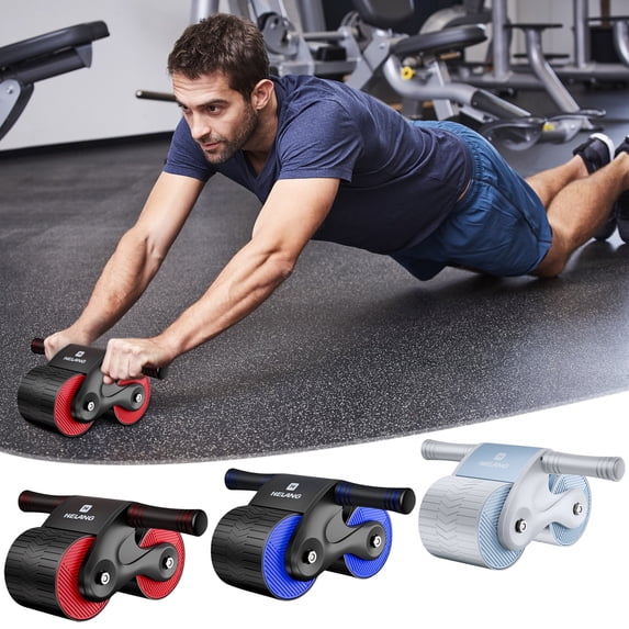 Hyknon Ab Roller Wheel for Men and Women, Automatic Abdominal Training Wheel, Stable Abdomina Roller with Double Wheels, Non-Slip Abdominal Fitness Equipment for Home Core Strength Training, Gray