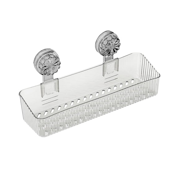 Hyknon Adhesive Bathroom Shower Caddy Hanging No Drilling Durable Shower Organizer Suction Cup Plastic Storage Rack for Kitchen Over Showerhead