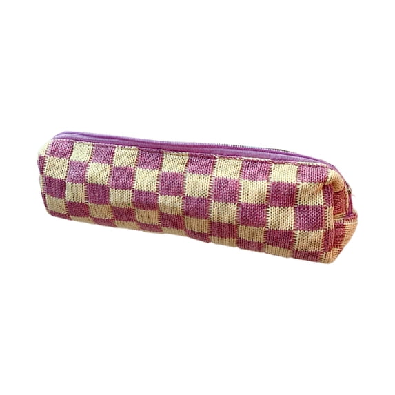 Hyknon Aesthetic Plaid Pencil Case, Portable Makeup Bag, Checkered Zipper Pouch, Stationery Storage Organizer for Classroom College Office