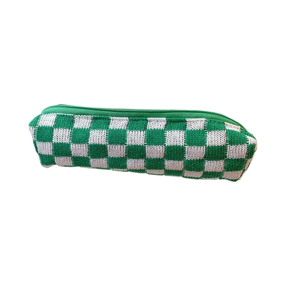 Hyknon Aesthetic Plaid Pencil Case, Portable Makeup Bag, Checkered Zipper Pouch, Stationery Storage Organizer for Classroom College Office