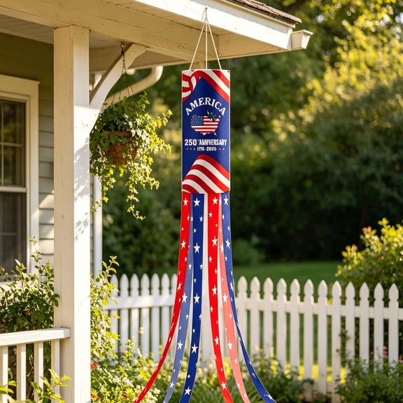 Hyknon American Patriotic Windsock, 4th of July Red White Blue Wind Socks, Independence Day Stars Stripes Fade Resistant Wind Socks, Memorial Day Outdoor Hanging Decor for Front Door Patio Eaves