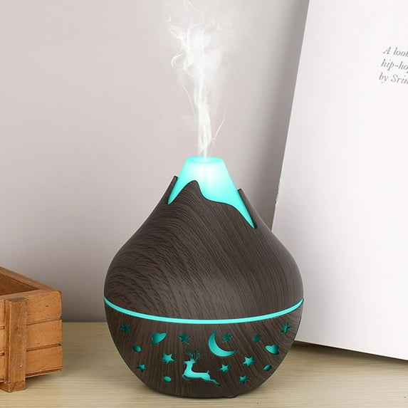 Hyknon Scented Essentials Oil Diffuser Humidifier for Bedroom Scented Silent Night Light Humidifier with 7 Color Wood Grain Mist Humidifier for Large Room, Home, Baby Bedroom