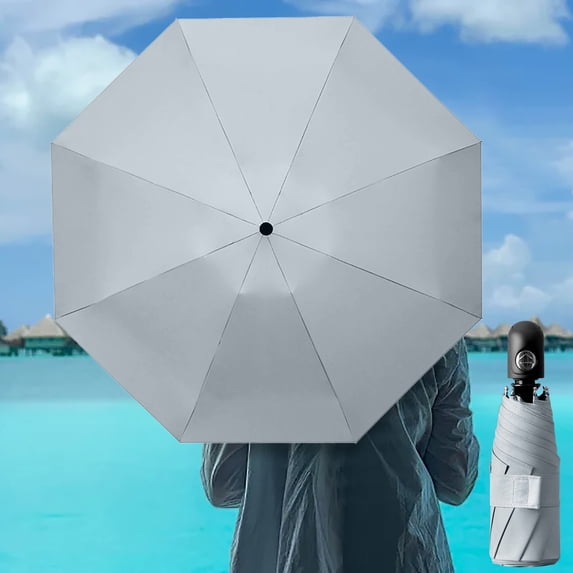 Hyknon Automatic Umbrella for Travel Compact Windproof Portable Inverted Umbrella Mini Waterproof Gray Umbrellas for Women Sun Rain