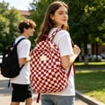 thumbnail image 1 of Hyknon Backpack for Women Men, Classic Checkerboard Travel Backpack with Multi‑Pocket, Minimalist Large‑Capacity Storage Bag, Fashion Casual Daypack Backpack for Camping Outdoor Activities, Red, 1 of 7