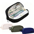 thumbnail image 1 of Hyknon Black Pencil Case Large Capacity Zipper Pencil Pouch with Side Handle Canvas Minimalists Makeup Stationery Storage Bag for Travel College Office Supplies, 1 of 7