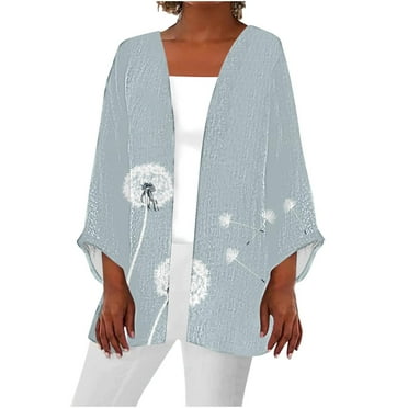 Hyknon Cardigan for Women 2024 Casual Lightweight Open Front Cover Up Blouse Tops Fall Fashion Boho Floral Printed Loose Fitting Long Sleeve Shirts