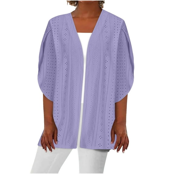 Hyknon Cardigan for Women 2024 Casual Loose Fitting Mesh Open Front Cover up Cardigan Fashion Basic Solid Color Temperament Long Sleeve Shirts