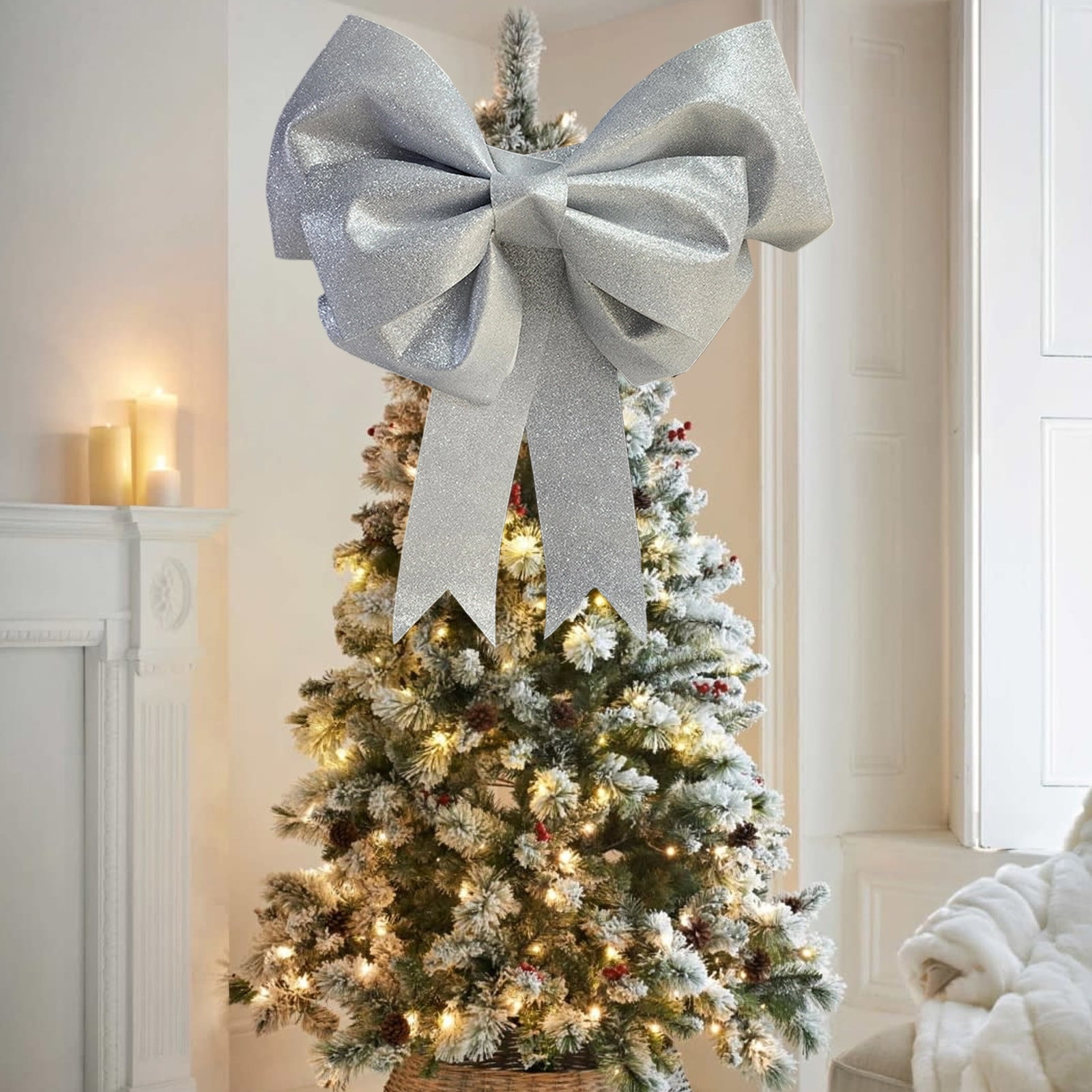 Hyknon Christmas Bows Christmas Decorations Glitter Velvet Giant Ribbon — free download