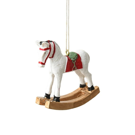 Hyknon Christmas Hanging Horse Figurine Christmas Decoration Resin Rocking Realistic The Trail of Painted Ponies Horse Christmas Tree Ornaments for Party Home Windows