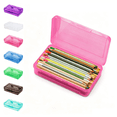 thumbnail image 1 of Hyknon Clear Pencil Cases Box, Large Pencil Boxes with Snap-Tight Lids, Hard Pen Pencil Organizer, Plastic Organizing Container, Stackable Storage Box for Office College Classroom, 8.1"×4.8", Yellow, 1 of 7