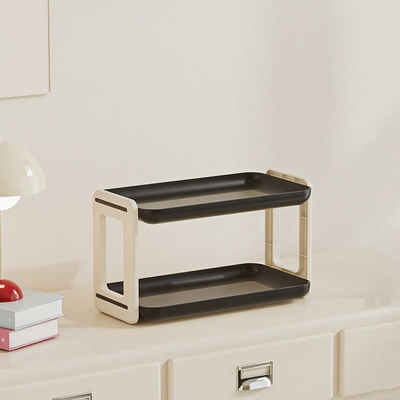 Hyknon Coffee Station Organizer Plastic Coffee Bar Accessories 2-Tier Compact Storage Shelves Black Countertop Coffee Pod Holder for Kitchen Bathroom Mugs