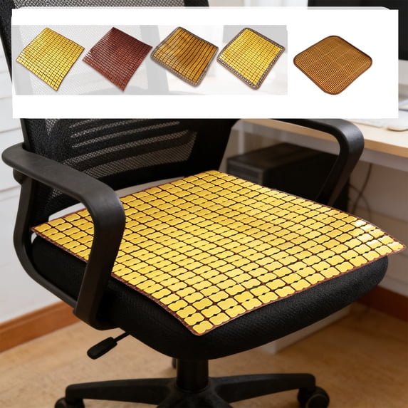 Hyknon Cooling Bamboo Chair Cuhsions Breathable Anti-Slip Car Seat Cushion Comfortable Chair Mat Pads for Office Home Summer (15.7x15.7")