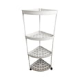 thumbnail image 1 of Hyknon Corner Shelf 4-Tier Non-Slip White Storage Rack with Wheels Plastic Storage Organizer Corner Stand Shelves for Bathroom Living Room Shower Space Saving, 1 of 6