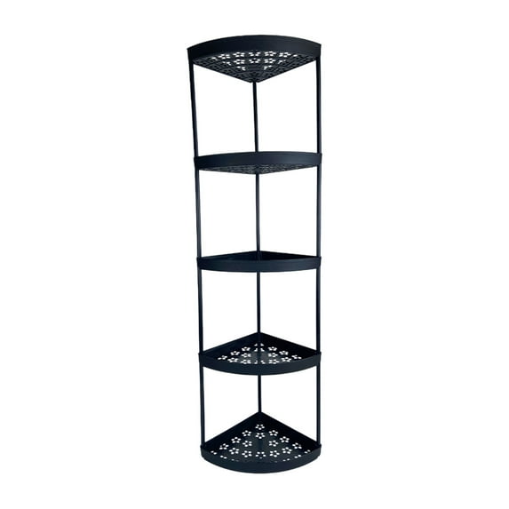 Hyknon Corner Shelf 5-Tier Non-Slip Black Storage Rack Plastic Storage Organizer Corner Stand Shelves for Bathroom Living Room Shower Space Saving