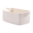thumbnail image 1 of Hyknon Cotton Rope Baskets for Organizing, Woven Storage Basket with Handles, Rectangle Organizer Bin, Durable Storage Box, Multipurpose Organizer for Bedroom Nightstand Living Room Home Decor, White, 1 of 6
