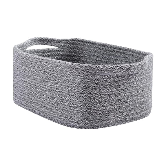 Hyknon Cotton Rope Baskets for Organizing, Woven Storage Basket with Handles, Rectangle Organizer Bin, Durable Storage Box, Multipurpose Organizer for Bedroom Nightstand Living Room Home Decor, Gray