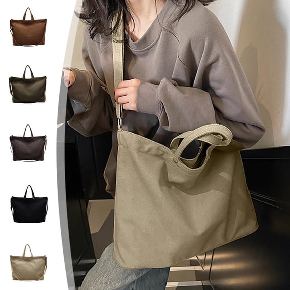 Hyknon Crossbody Bags for Women, Large Capacity Tote Bag with Detachable Shoulder Strap, Shoulder Bag with Adjustable Strap, Lightweight Handbag with Handle for Work Shopping Travel Daily, Black