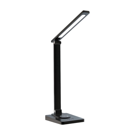 Hyknon Crown LED Desk Lamp, Plug-in USB Table Lamp with 5 Color Temperatures, 180°Foldable Eye-Caring Desk Light, No Flicker Blue Reading Light Blocking, Dimmable Lamp for Home Office Bedroom, Black