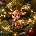 thumbnail image 1 of Hyknon Cute Acrylic Christmas Ornaments Pendant, Clear 2D Flat Festive Decor with Hanging Rope, Thick Reindeer Rearview Mirror Pendant, Portable Hanging Decor for Xmas Tree Car Backpack Holiday Gifts, 1 of 7